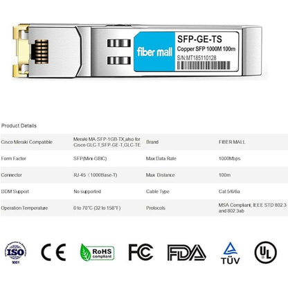 SFP to RJ45 for Cisco Meraki MA-SFP-1GB-TX 1000Base-T – Packaging