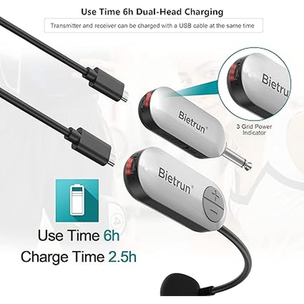 Mic Headset: Bietrun UHF Wireless Microphone Headset 165ft – Close-up Detail