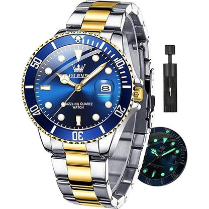 Olevs Watches: Luxury Big Face Waterproof Mens Wristwatch – Front View