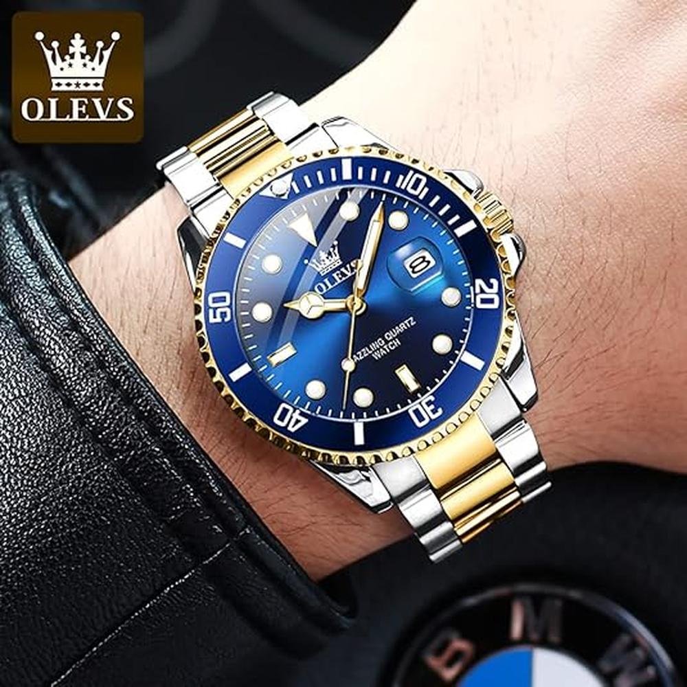 Olevs Watches: Luxury Big Face Waterproof Mens Wristwatch – Side View