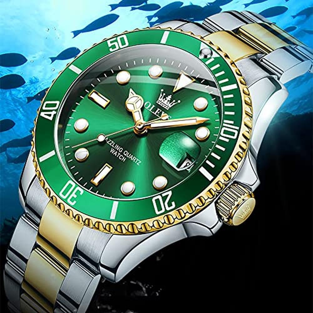 Luxury Green Men Watch: OLEVS Gold and Stainless Steel – Packaging