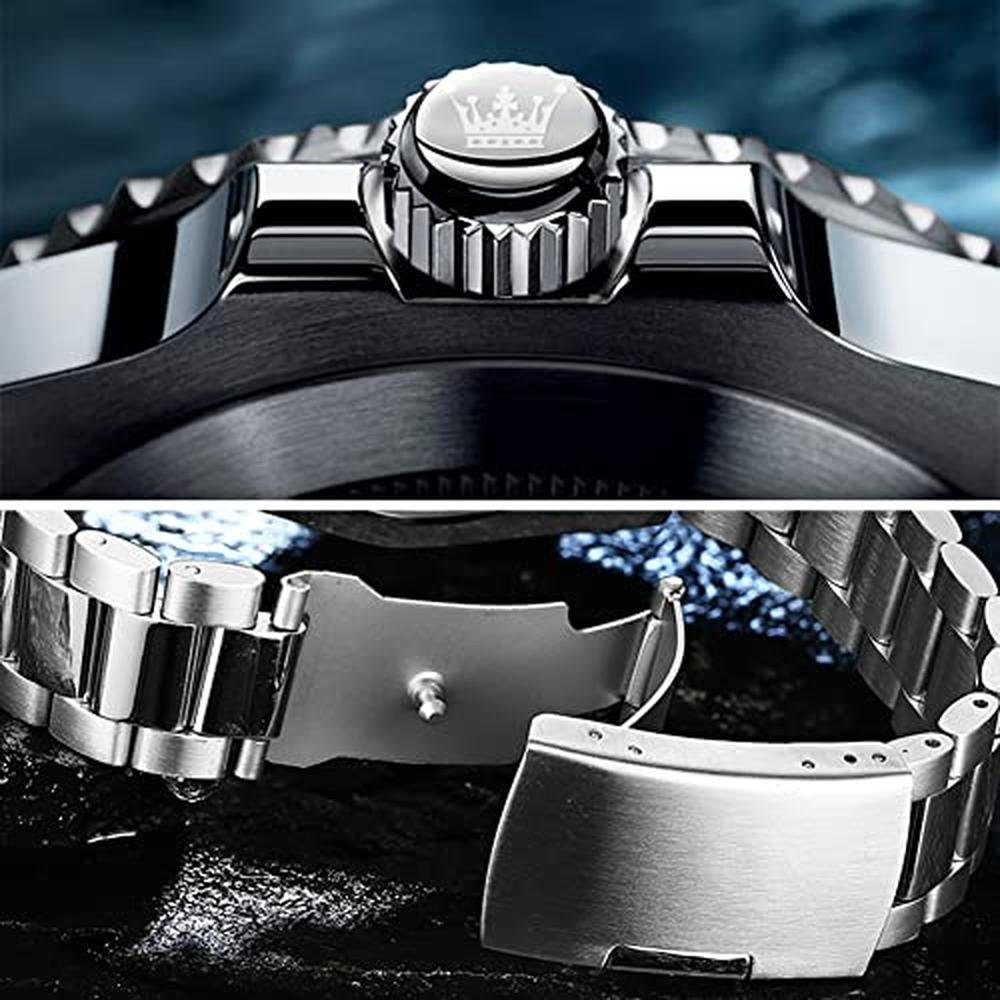 Luxury Green Men's Watch: OLEVS Classic Gold & Silver Tone – Packaging