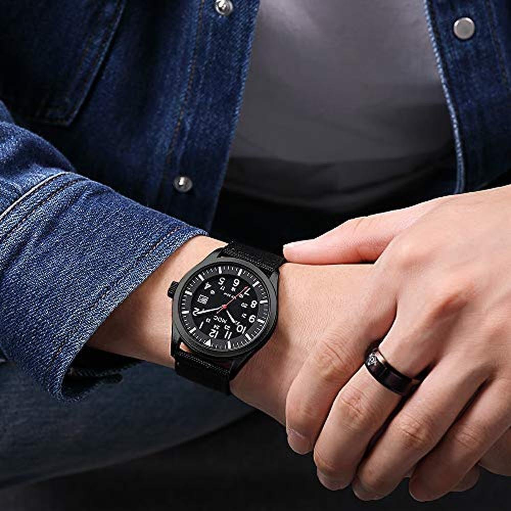 Waterproof Watch: Black Military Analog Wrist Watch 5ATM – Packaging