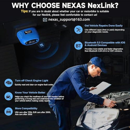 NEXAS NexLINK Bluetooth OBD2 Scanner for Car – Close-up Detail