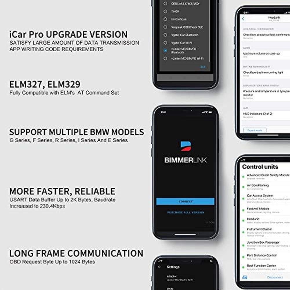 Vgate vLinker BM+ OBD2 Bluetooth Scanner for BMW/Mini – Side View