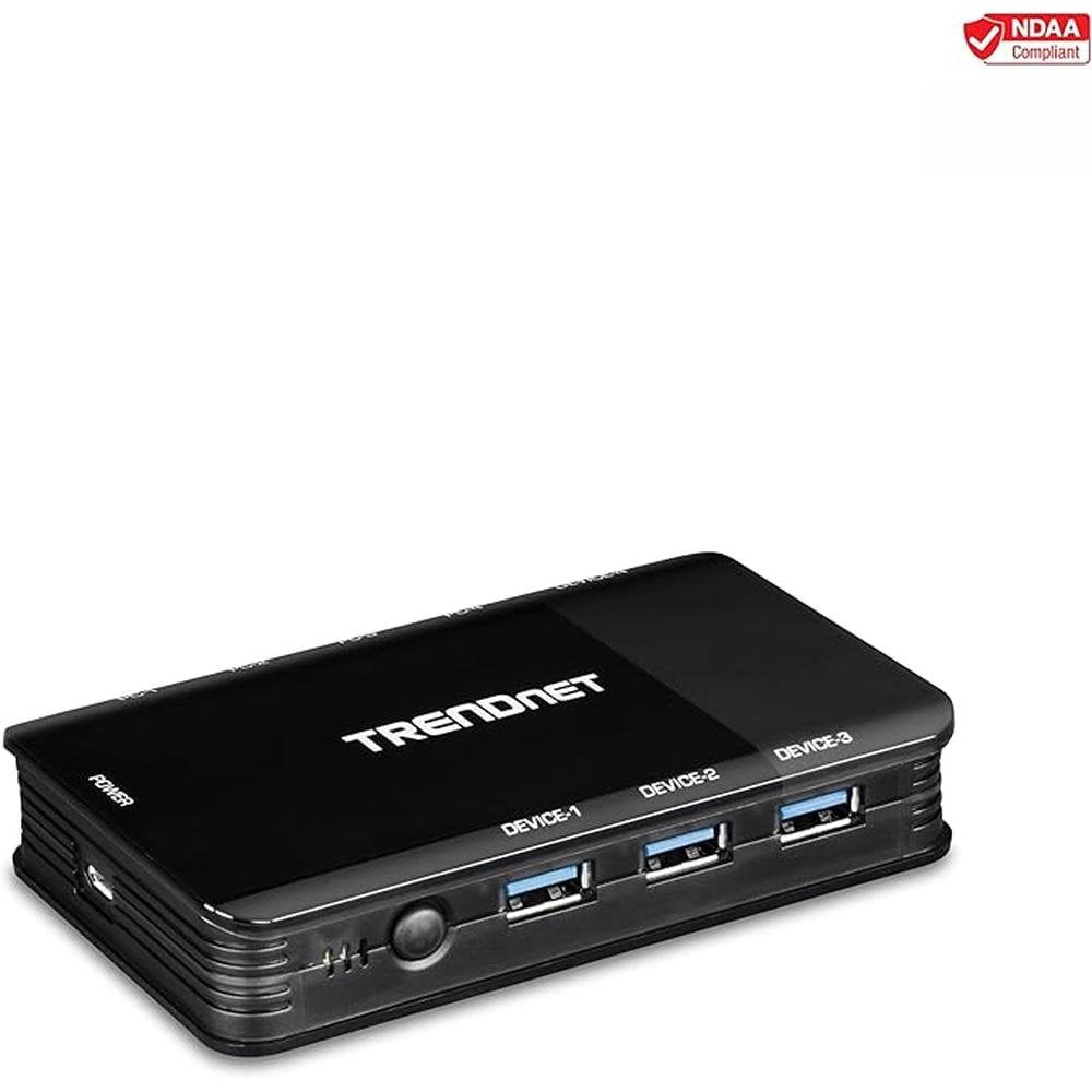 TRENDnet 4 Computer 4-Port USB 3.1 Sharing Switch – Side View