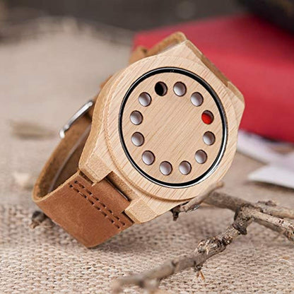 BOBO BIRD Men's Bamboo Wooden Watch – Close-up Detail
