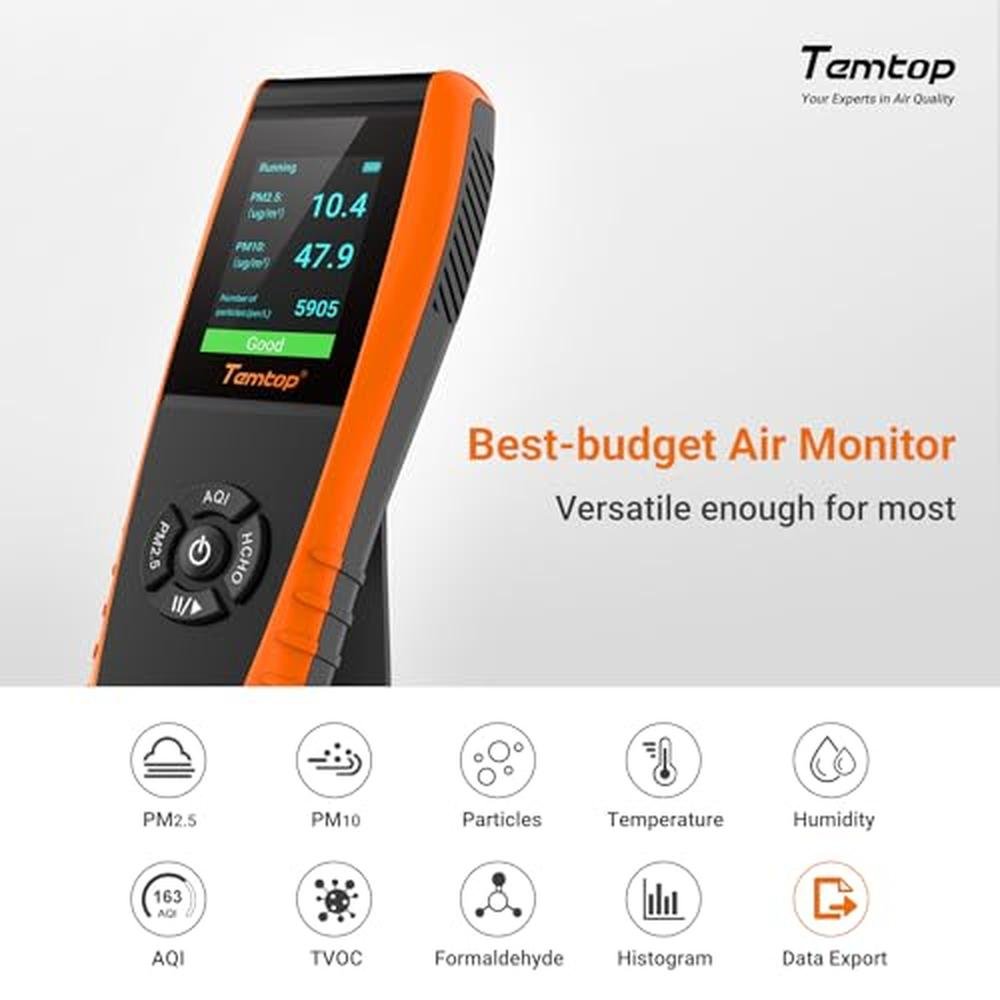 Temtop Air Quality Monitor PM2.5 PM10 Particle Counter – Side View