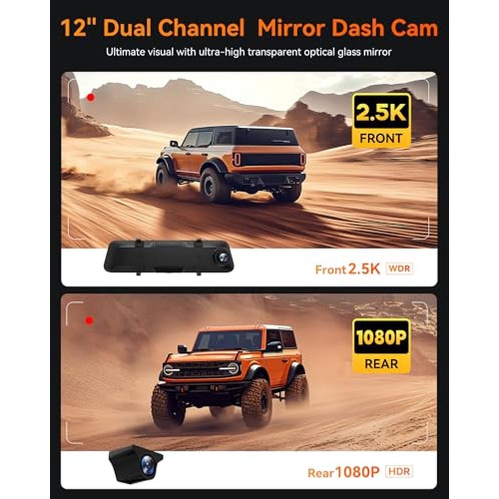 Mirror Rear View Camera: WOLFBOX G840H 12'' Dash Cam with – Packaging