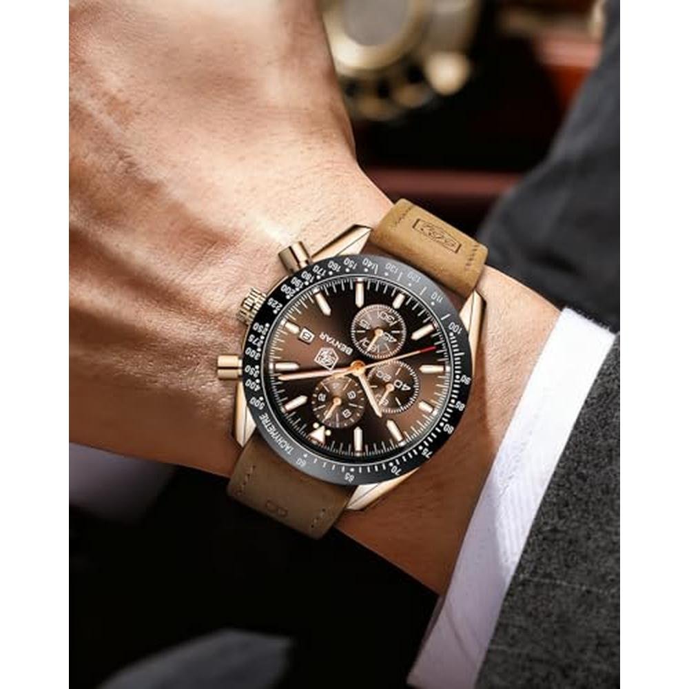 Watches Men: BY BENYAR Analog Quartz Chronograph Waterproof – Close-up Detail