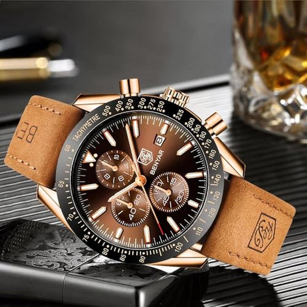 Watches Men: BY BENYAR Analog Quartz Chronograph Waterproof – In Use