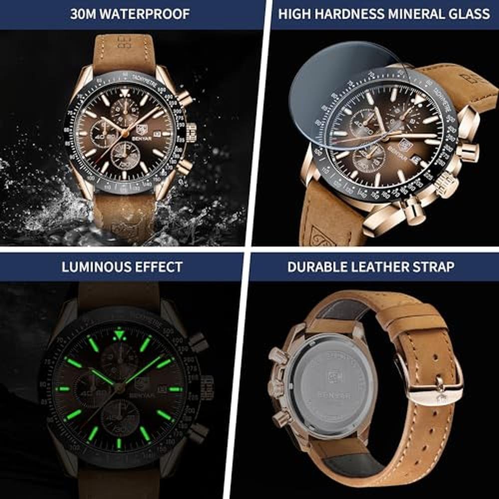 Watches Men: BY BENYAR Analog Quartz Chronograph Waterproof – Packaging