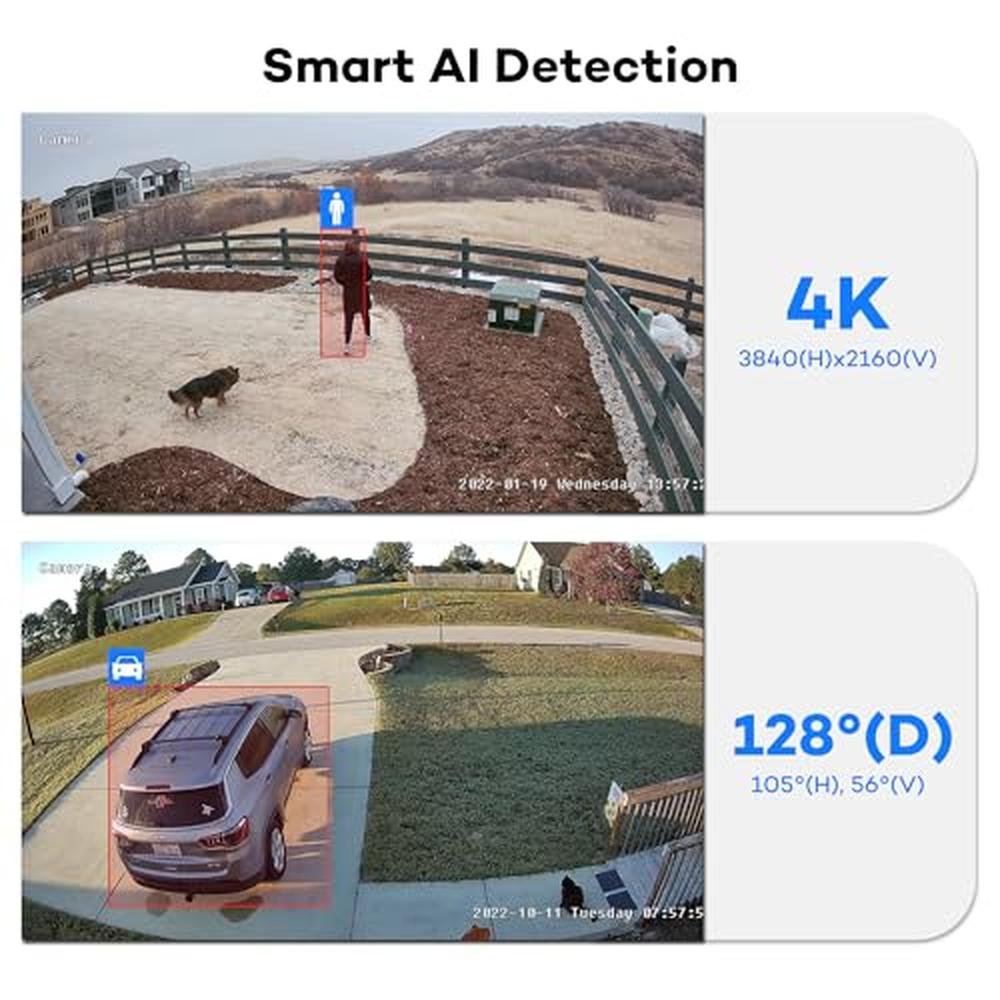 PoE Camera: ONWOTE 4K 8MP UltraHD AI Human Vehicle Detection – Side View