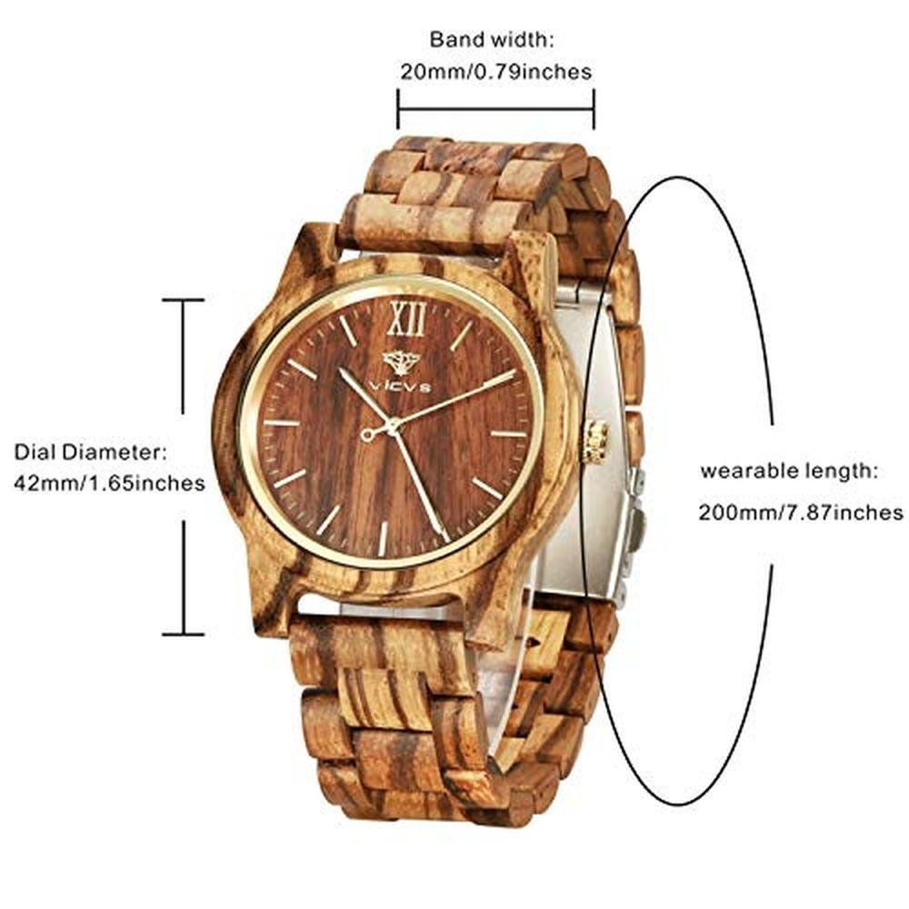 VICVS Wooden Watches: Natural Walnut & Olive Wood – Close-up Detail