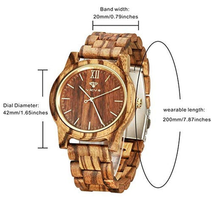 VICVS Wooden Watches: Natural Walnut & Olive Wood – Close-up Detail