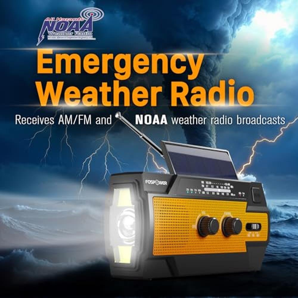 FosPower Emergency Weather Radio – Side View