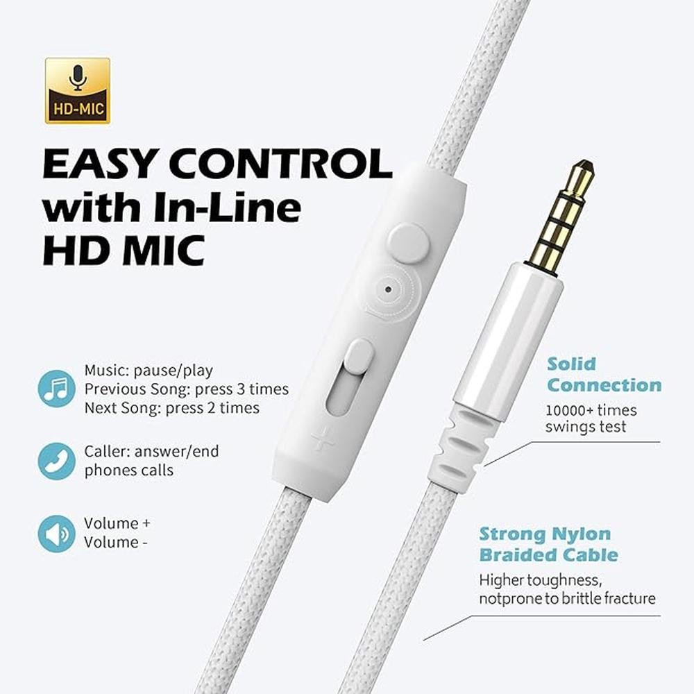 AILIHEN C8 Headphones Wired: On-Ear Headphones with – Back View