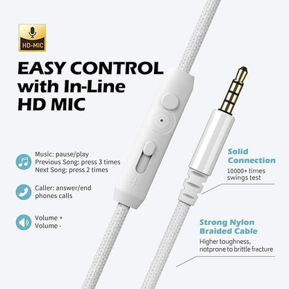 AILIHEN C8 Headphones Wired: On-Ear Headphones with – Back View