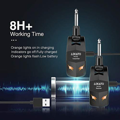 Guitar System: LEKATO Wireless 2.4GHz Audio Transmitter – Side View