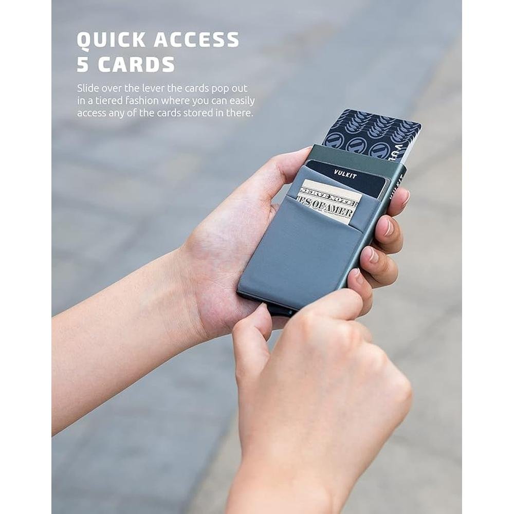 Vulkit Holder: Vulkit Card Holder with Money Pocket Pop-up – Side View