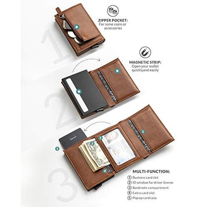 Vulkit Wallet: VULKIT Pop up Wallet Genuine Leather RFID – Side View