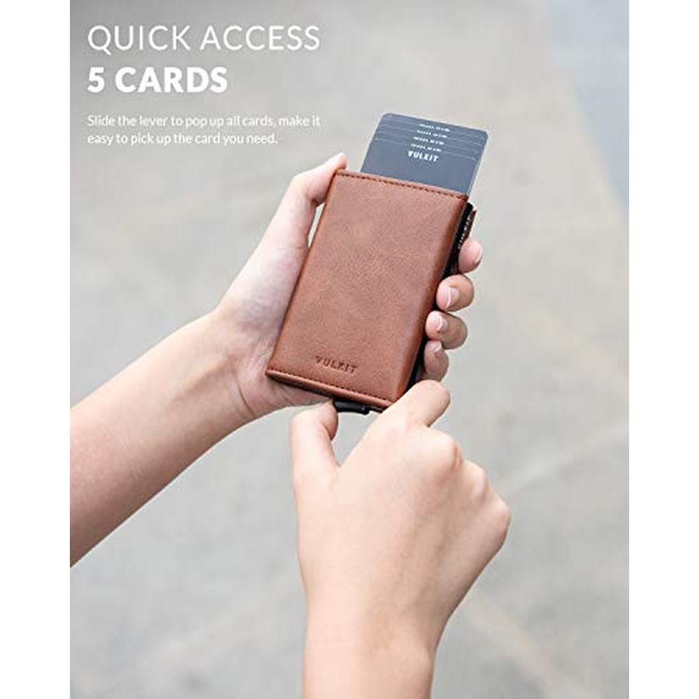 Vulkit Wallet: VULKIT Pop up Wallet Genuine Leather RFID – Close-up Detail