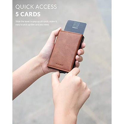 Vulkit Wallet: VULKIT Pop up Wallet Genuine Leather RFID – Close-up Detail
