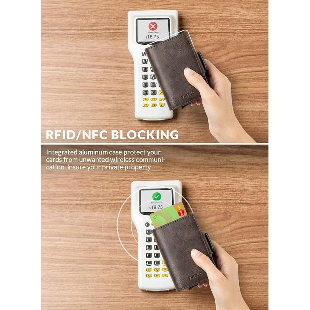 Vulkit Wallet: VULKIT Credit Card Holder RFID Blocking – Close-up Detail