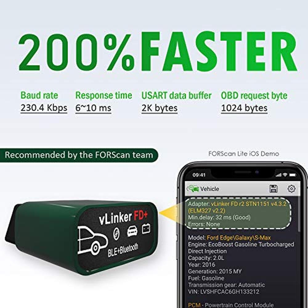 vgate vLinker FD Plus OBD2 Adapter Bluetooth BLE Scanner – Side View
