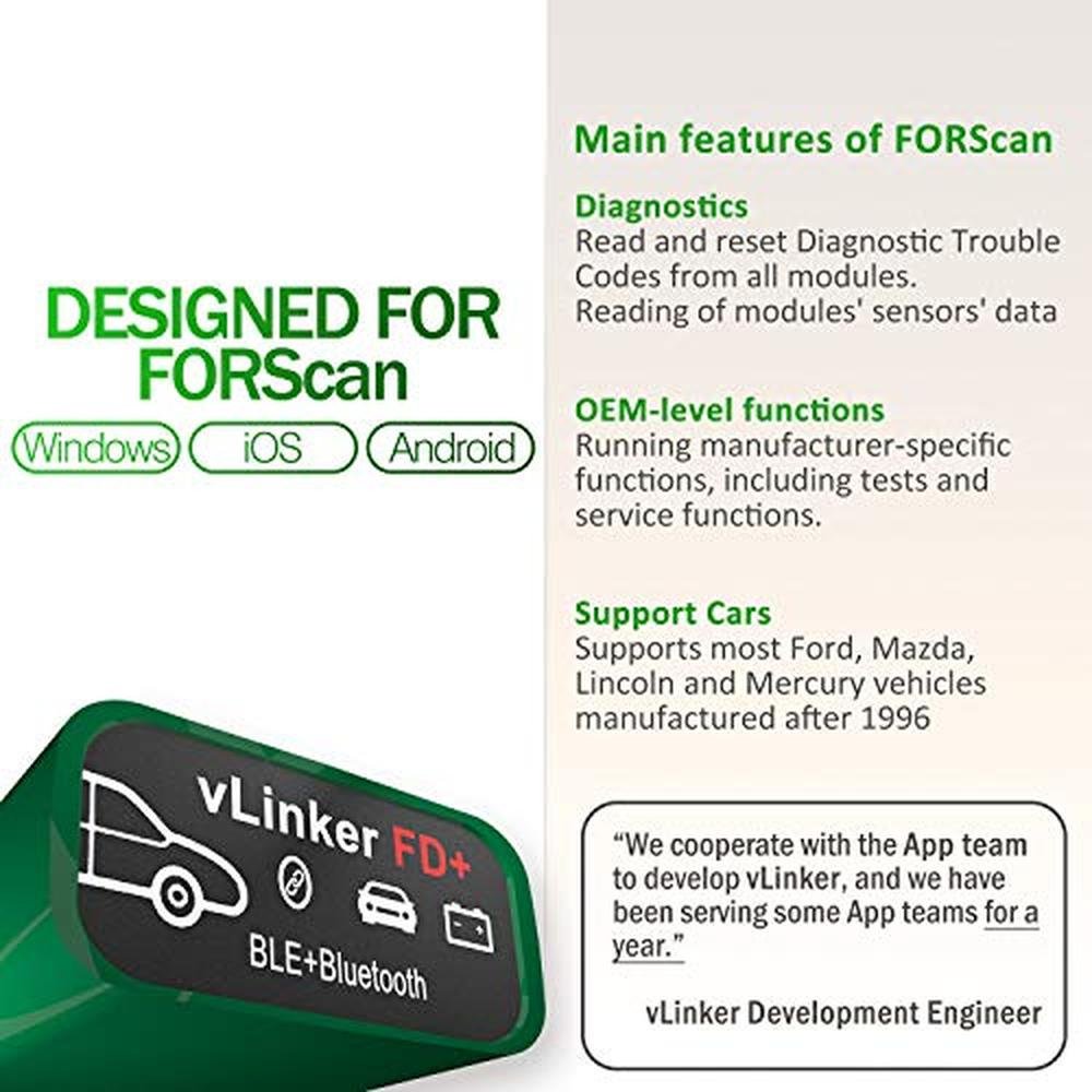 vgate vLinker FD Plus OBD2 Adapter Bluetooth BLE Scanner – Close-up Detail