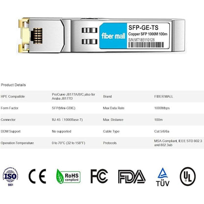 SFP to RJ45 for HPE Aruba J8177D Procurve J8177C J8177A – Side View