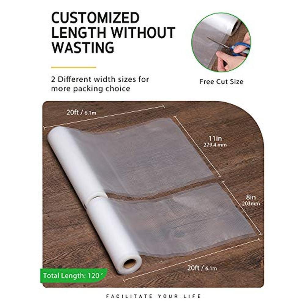 Rolls Bags: Syntus Vacuum Sealer Bags 6-Pack 3-Rolls 11 x – Side View