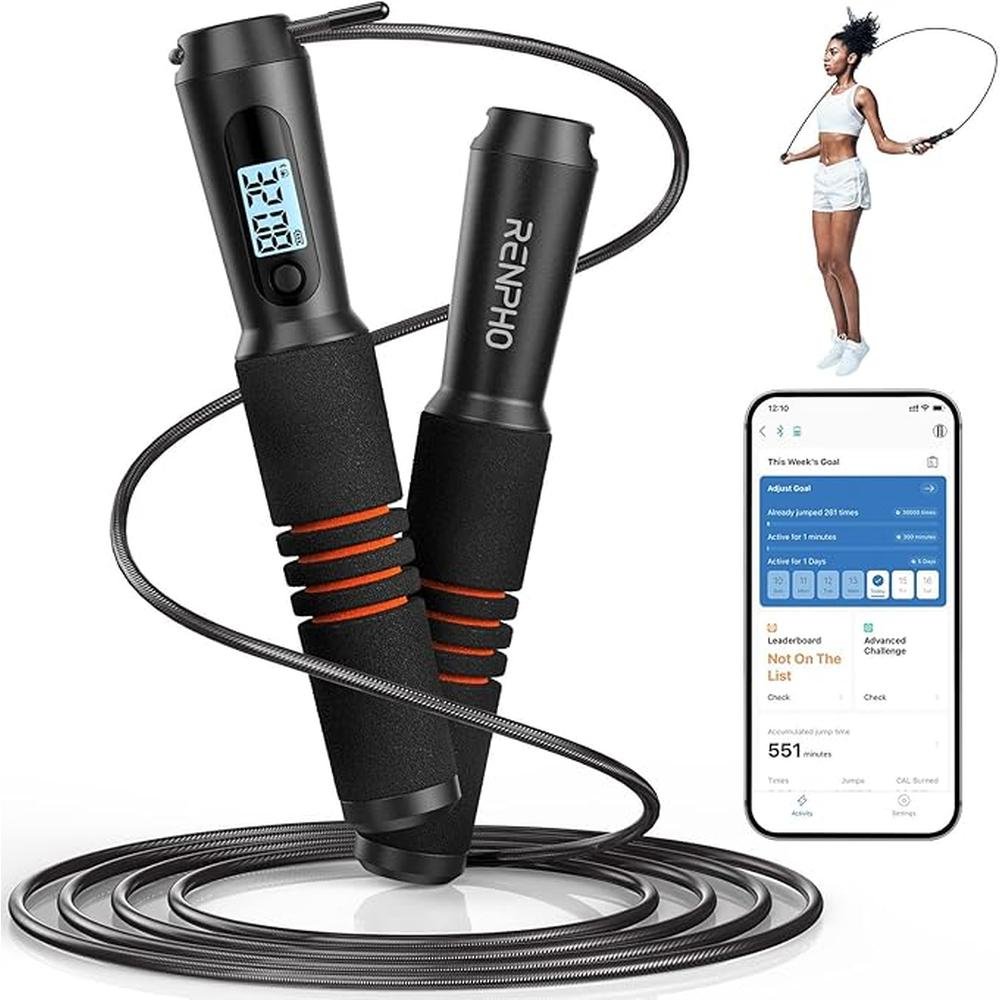 Rope Jump: Renpho Smart Jump Rope App Data Storage Tracking – Front View