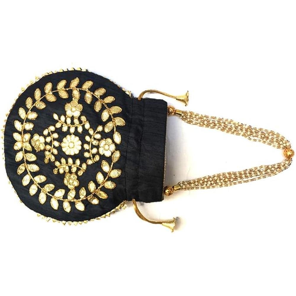 Jewelry Coin Pouch Gotta Patti Work Potli Bag for Women – Side View