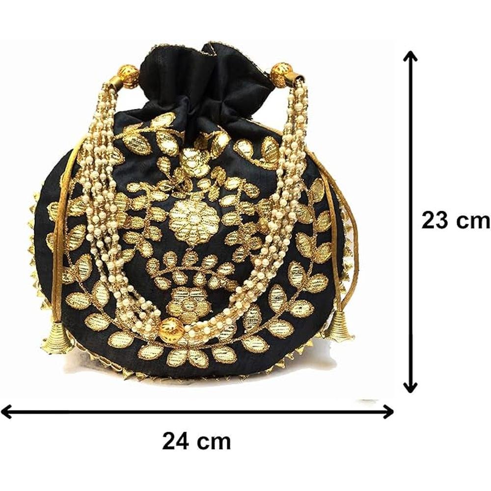 Jewelry Coin Pouch Gotta Patti Work Potli Bag for Women – Close-up Detail