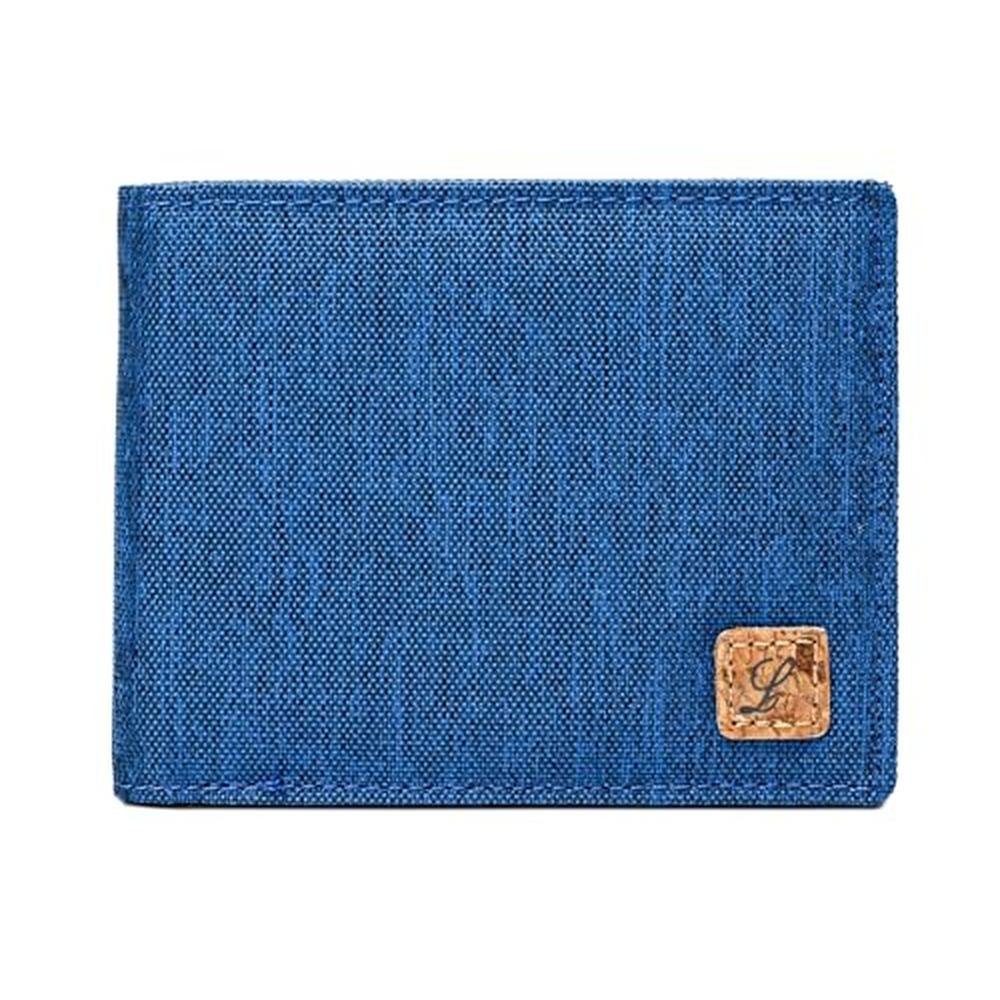 Lanyani Mens Wallets: Bifold RFID Blocking Minimalist Blue – Front View