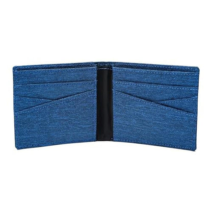 Lanyani Mens Wallets: Bifold RFID Blocking Minimalist Blue – Side View