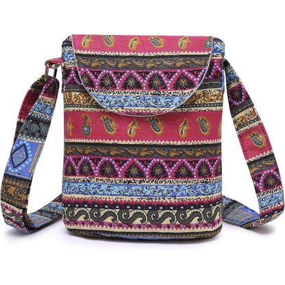 OPQRSTU Women's Retro Small Size Canvas Shoulder Bag Hippie – Front View