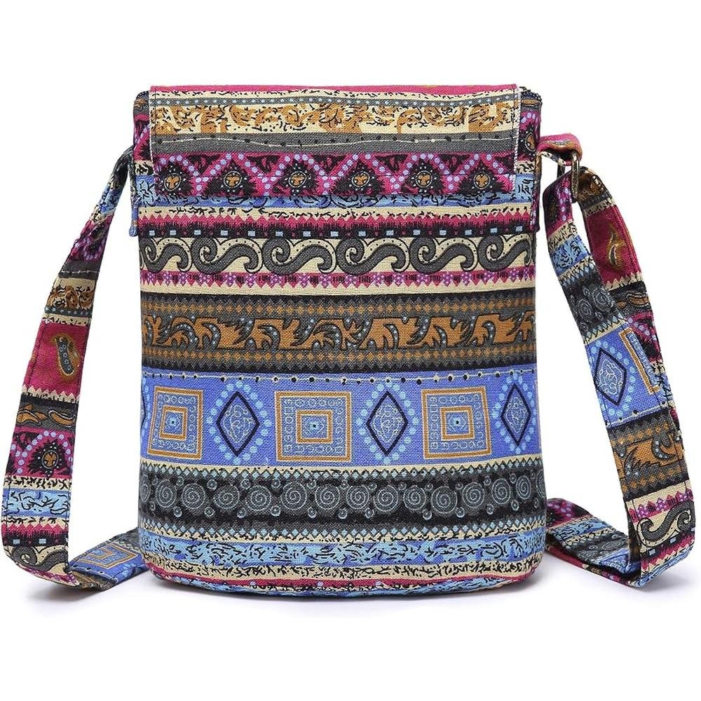 OPQRSTU Women's Retro Small Size Canvas Shoulder Bag Hippie – Side View