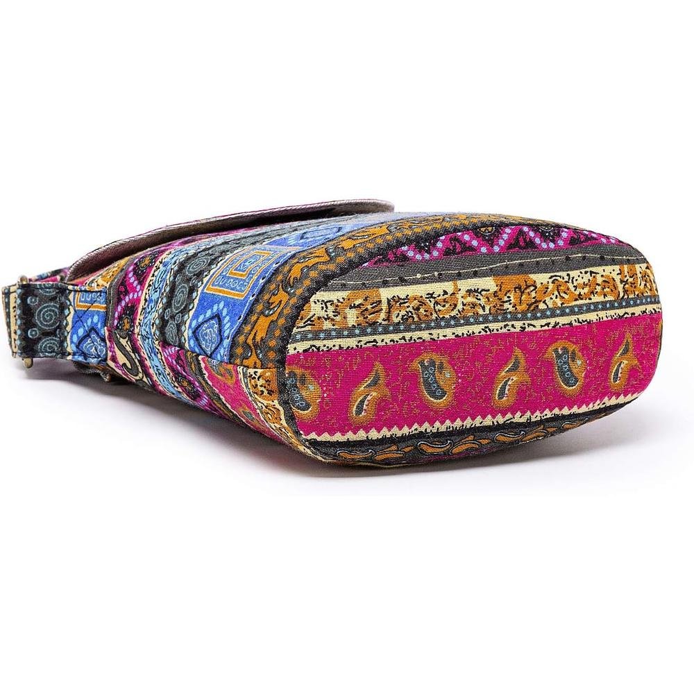 OPQRSTU Women's Retro Small Size Canvas Shoulder Bag Hippie – Close-up Detail