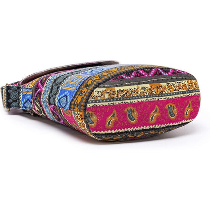 OPQRSTU Women's Retro Small Size Canvas Shoulder Bag Hippie – Close-up Detail