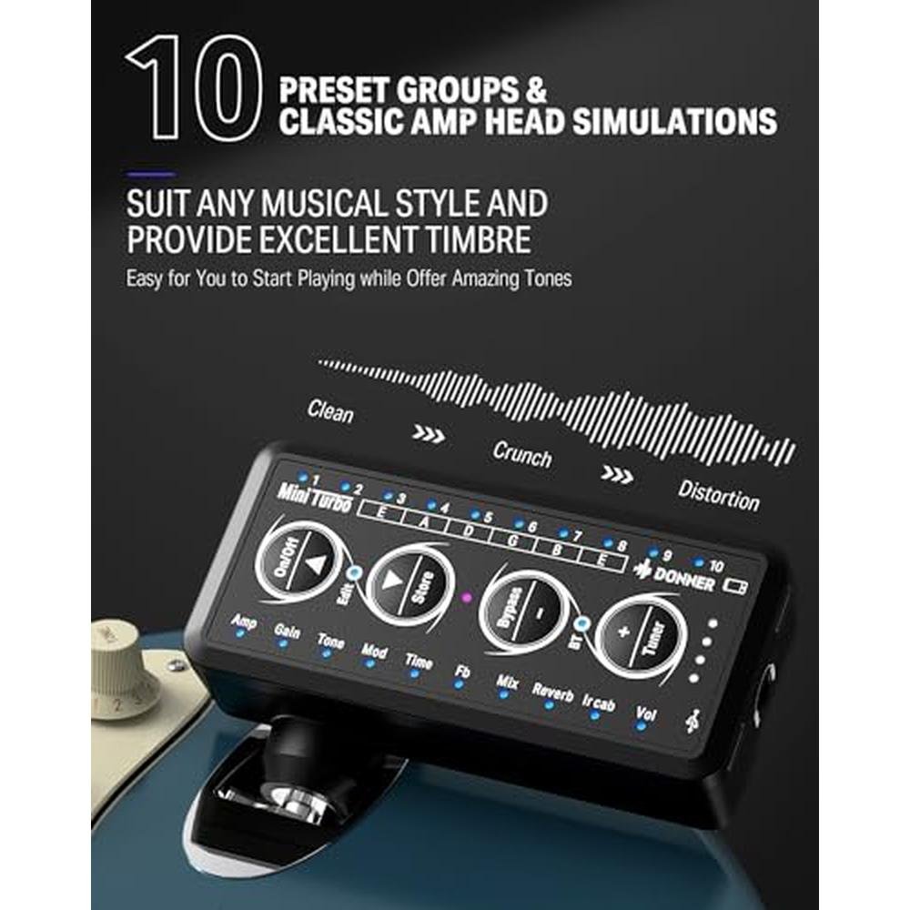 Amp Guitar: Donner Guitar Headphone Amp Mini Turbo – Side View