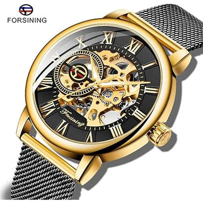 Dentily Men's Skeleton Watch: Classic Roman Numeral – Side View