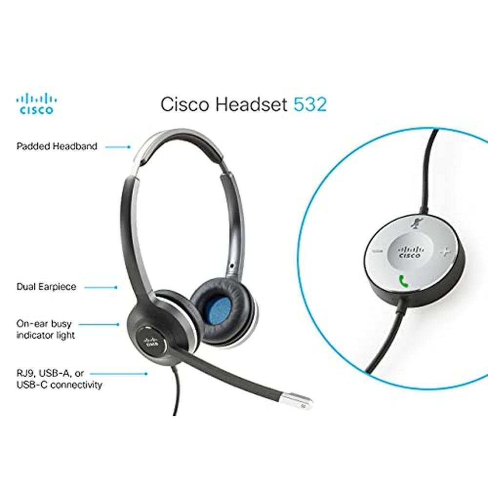 CISCO Headset 532: Wired Dual On-Ear Quick Disconnect – Close-up Detail