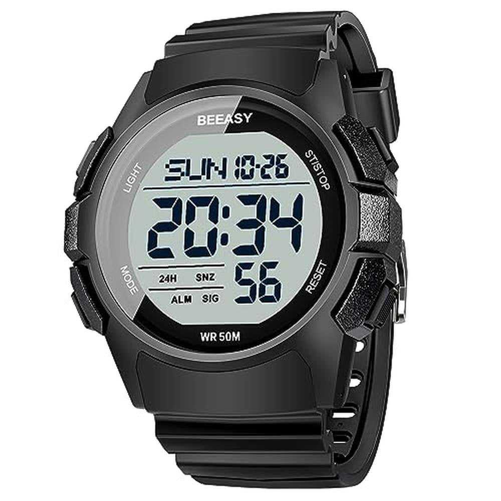 Watch Men: Beeasy Men Digital Sports Watch Waterproof – Front View