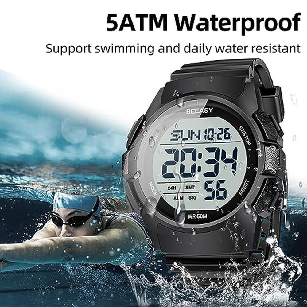 Watch Men: Beeasy Men Digital Sports Watch Waterproof – Side View