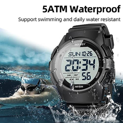 Watch Men: Beeasy Men Digital Sports Watch Waterproof – Side View