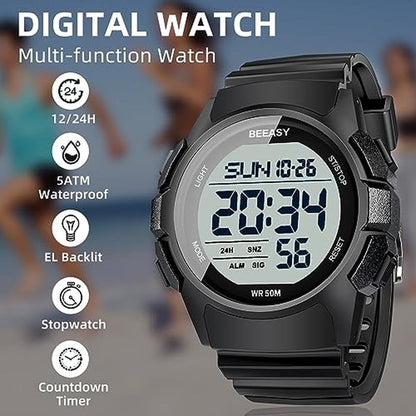 Watch Men: Beeasy Men Digital Sports Watch Waterproof – Close-up Detail