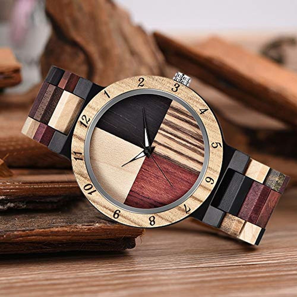 Men Watch: Tiong Q1004 Handmade Colorful Bamboo Wood Watch – Close-up Detail