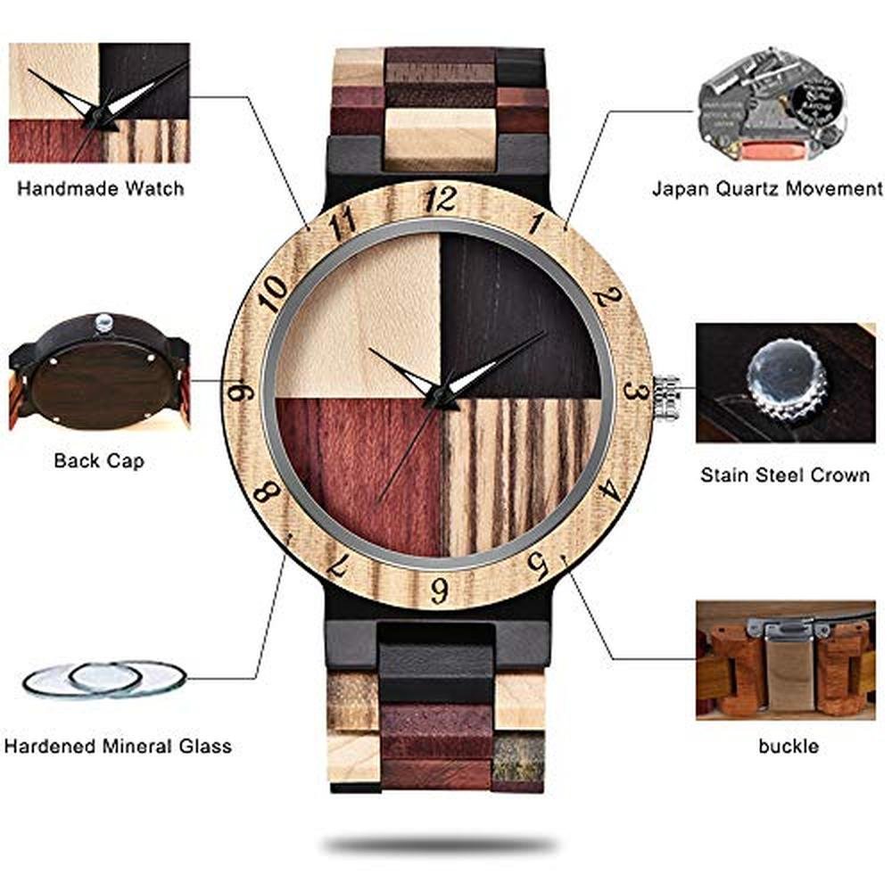 Men Watch: Tiong Q1004 Handmade Colorful Bamboo Wood Watch – Packaging